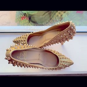 LB Follies Spikes 100mm Gold Glitter Pumps
